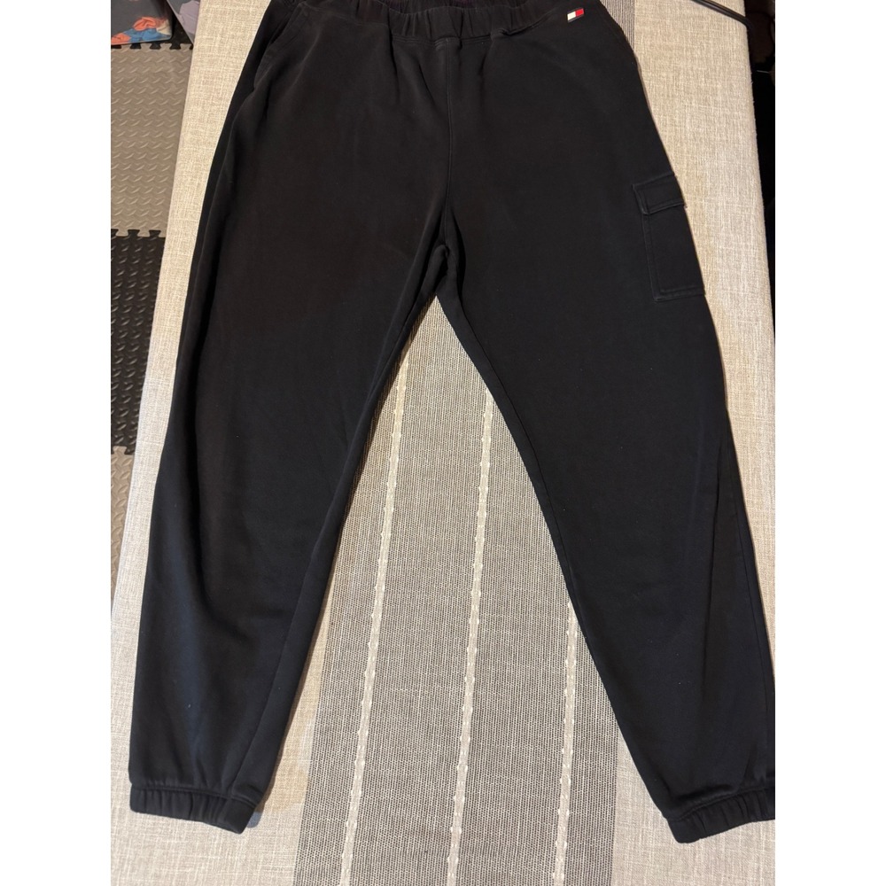 Tommy Hilfiger Sport Mens Black Cargo Jogger Sweatpants Elastic Waist‎ Size XL